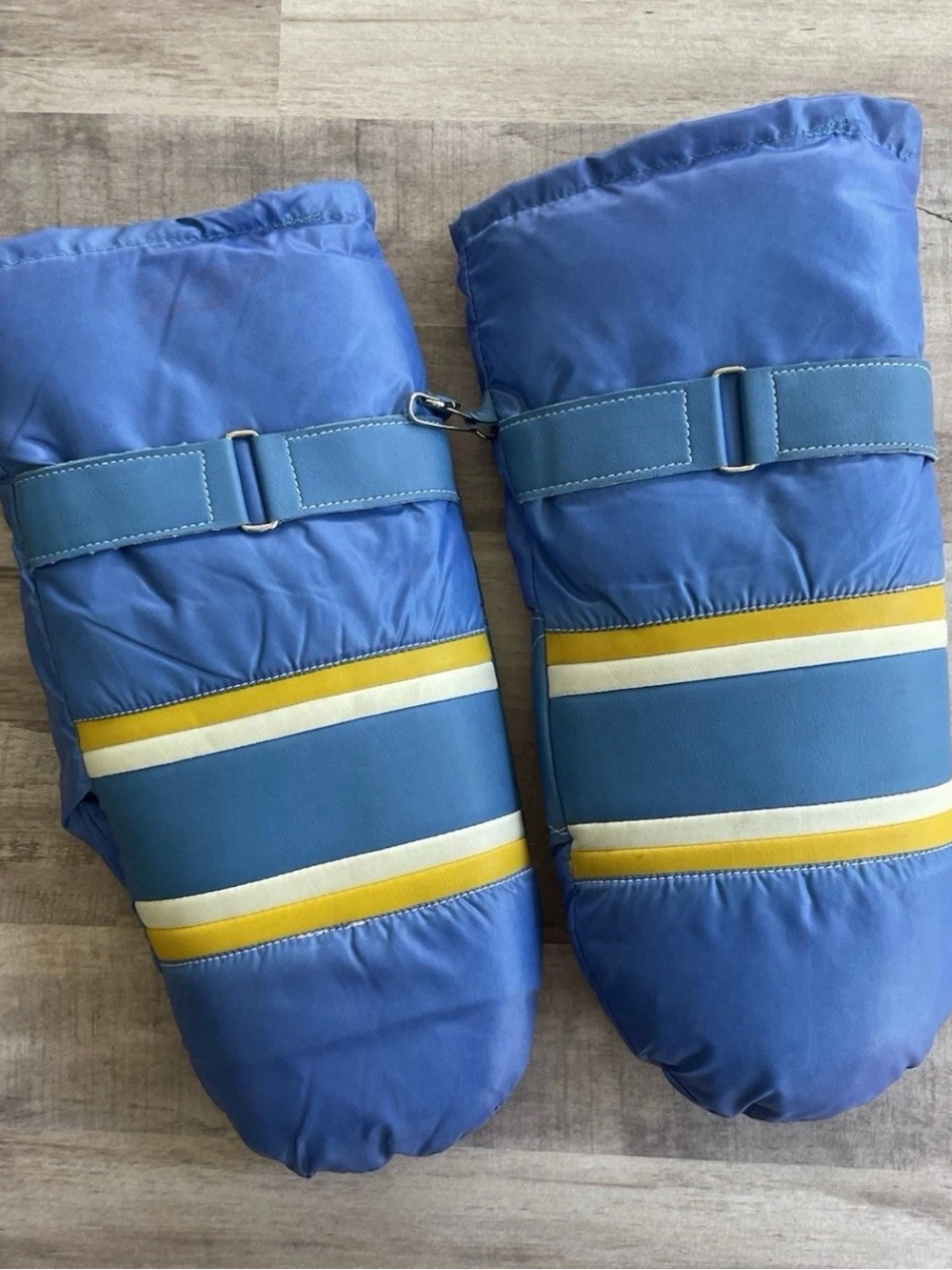 Vintage Down Hill Ski Mittens Nylon Blue Feather Light